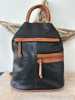 Load image into Gallery viewer, lusciousscarves Black Ladies Faux Leather Large Triangular Backpack , Rucksack
