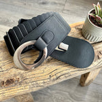 Load image into Gallery viewer, lusciousscarves Black Ladies Faux Leather Stretchy Waist Belt with Chrome Loop and Hook.
