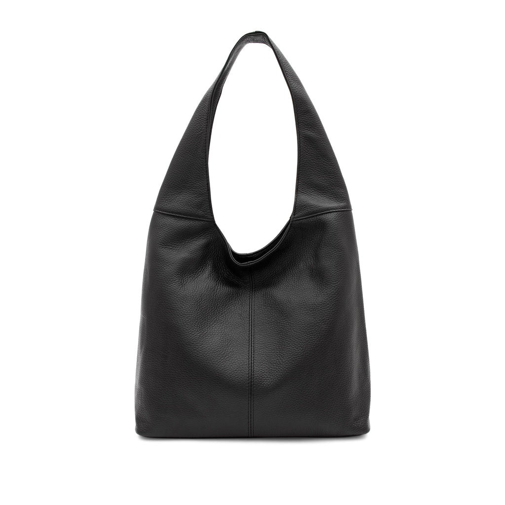 lusciousscarves Black Leather Hobo Shoulder Bag