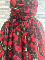 Load image into Gallery viewer, lusciousscarves Black Poppy Scarf with Vibrant Red Poppies.

