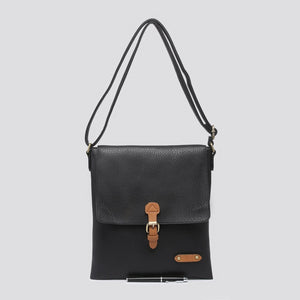 lusciousscarves Black Soft Faux Leather Satchel Style Crossbody Bag.