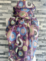 Load image into Gallery viewer, lusciousscarves Bloom Circles Floral Scarf, Purple, Blue , lime and Pink.
