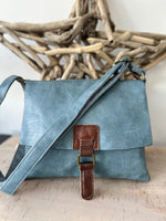 Load image into Gallery viewer, lusciousscarves Blue Faux Leather Small Square Crossbody Bag
