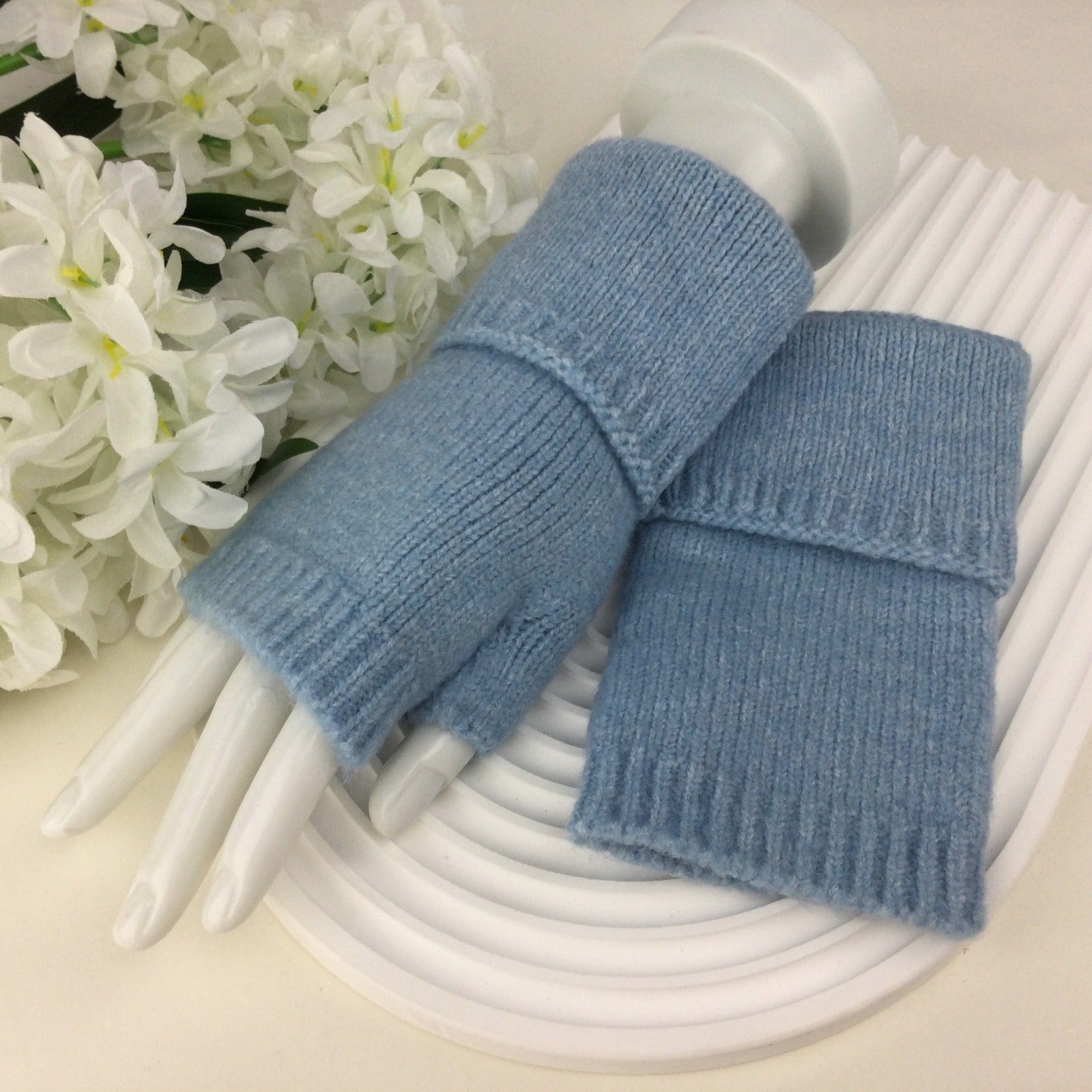 lusciousscarves Blue Fingerless Gloves , Wrist Warmers available in 9 Colours.