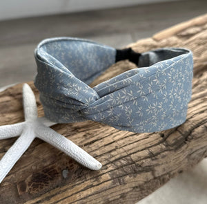 lusciousscarves Blue Ladies Knotted Floral Headband.
