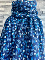 Load image into Gallery viewer, lusciousscarves Blue Little Berries and Leaves Ladies Scarf
