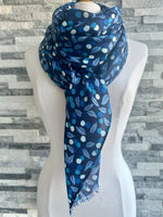 Load image into Gallery viewer, lusciousscarves Blue Little Berries and Leaves Ladies Scarf
