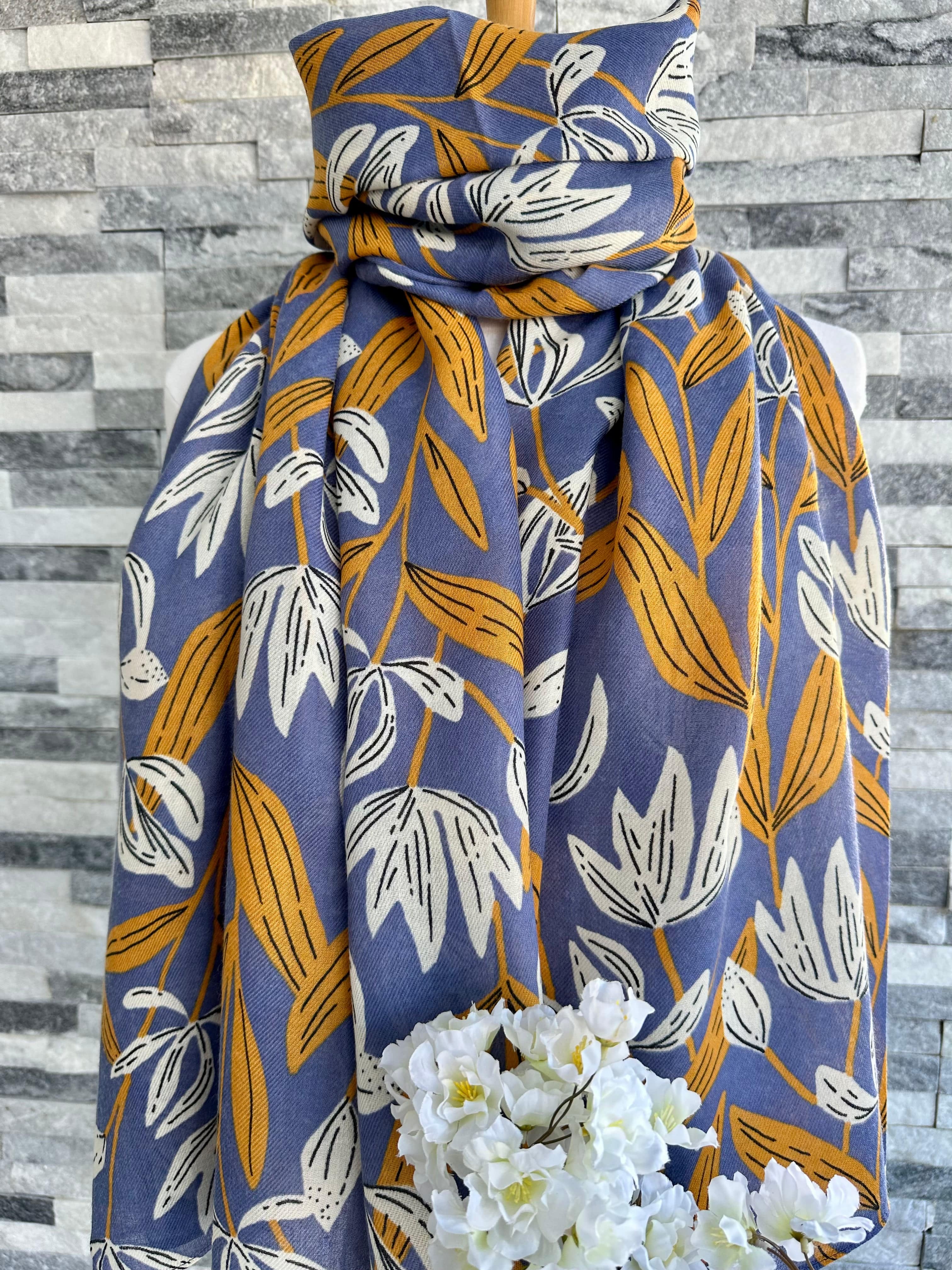 Blue sales floral scarf