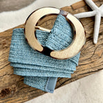 Load image into Gallery viewer, lusciousscarves Blue Stretchy Raffia/Straw Summer Belt with an Oval Buckle
