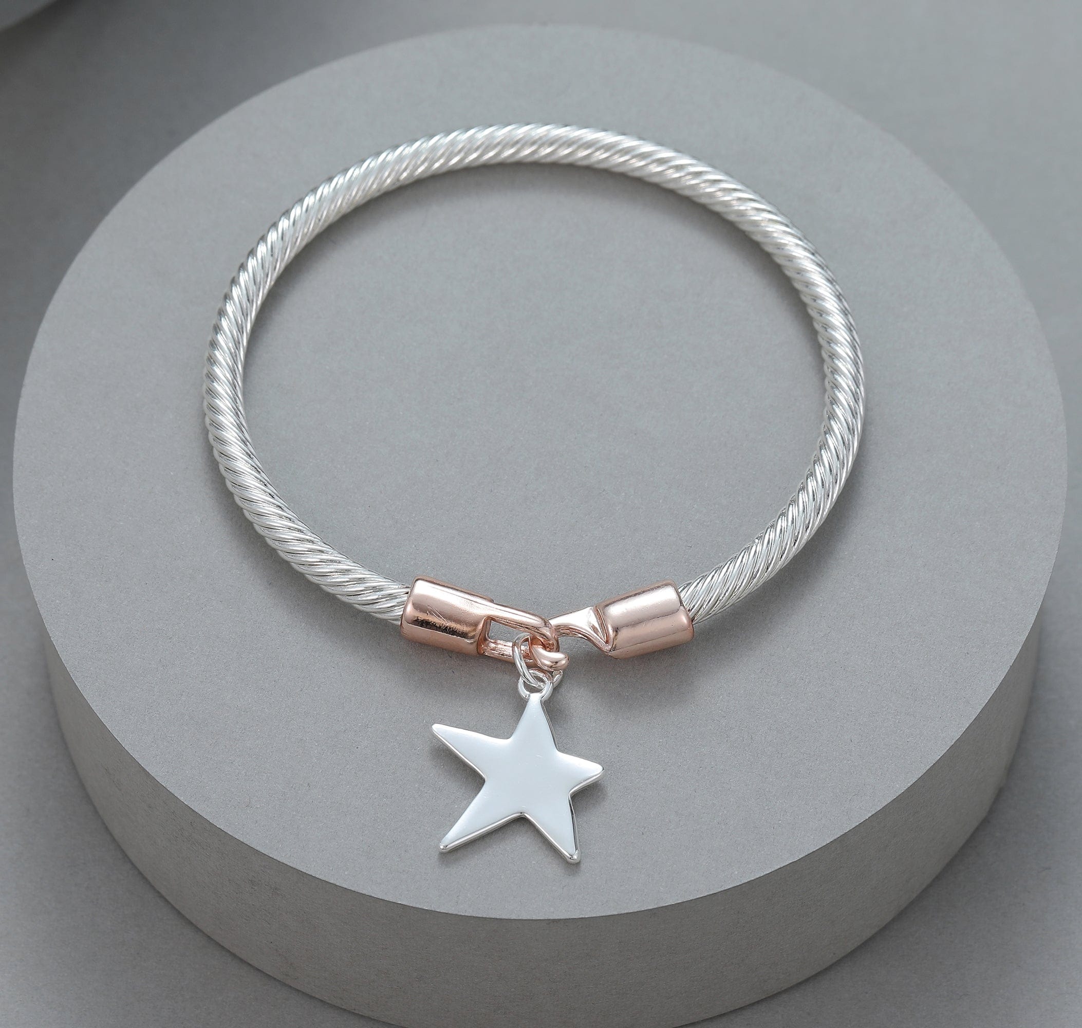 lusciousscarves Bracelets Silver and rose gold star charm bracelet