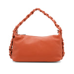 Load image into Gallery viewer, lusciousscarves Braided Handle Burnt Orange Italian Leather Handbag.
