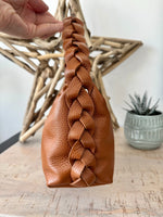Load image into Gallery viewer, lusciousscarves Braided Handle Tan Brown Leather Handbag.
