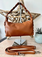 Load image into Gallery viewer, lusciousscarves Braided Handle Tan Brown Leather Handbag.
