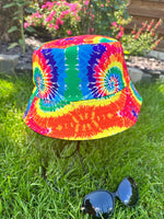 Load image into Gallery viewer, lusciousscarves Bright Coloured Psychedelic Design Bucket Hat Reversible Design
