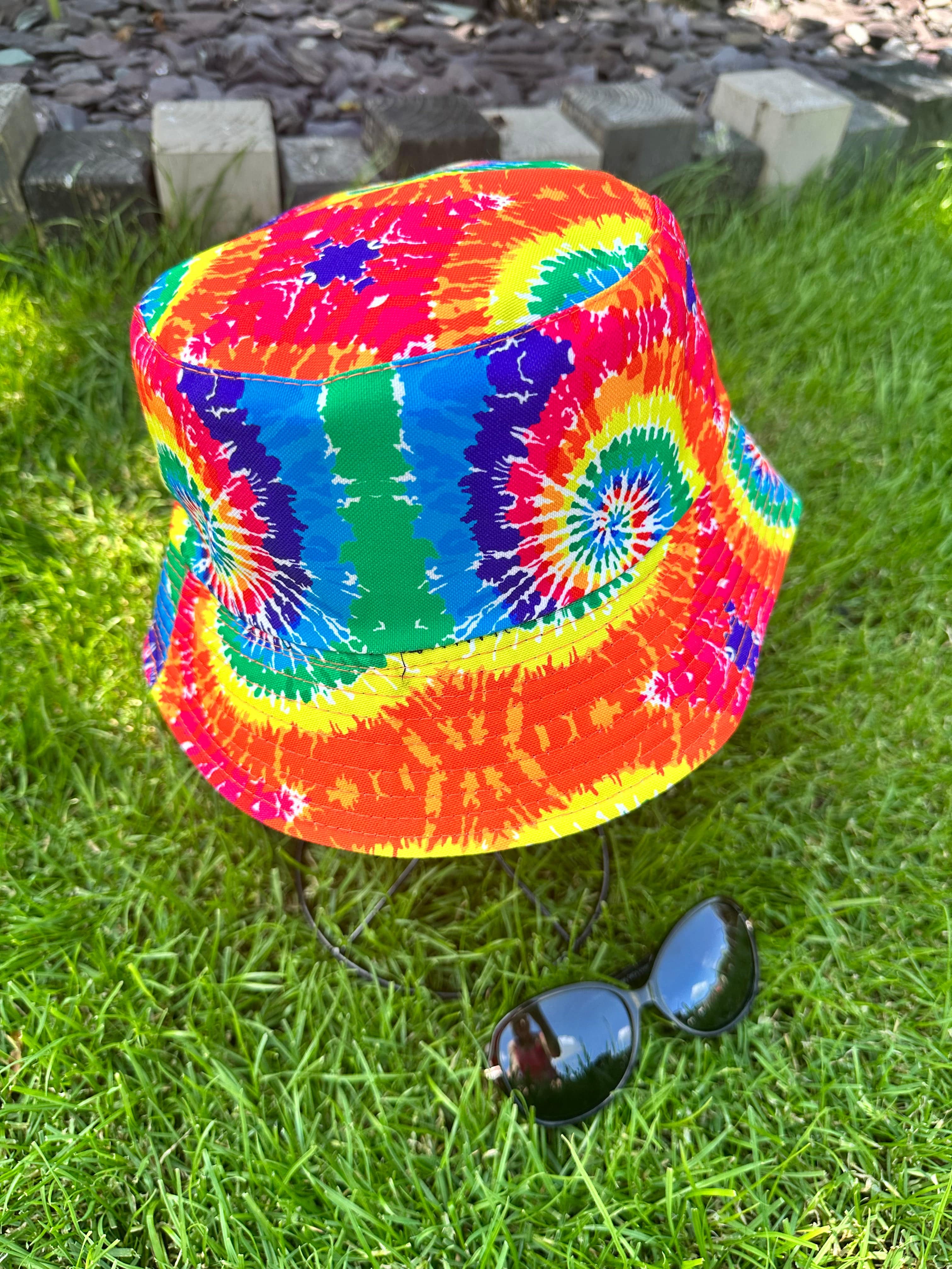 lusciousscarves Bright Coloured Psychedelic Design Bucket Hat Reversible Design