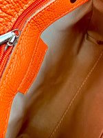 Load image into Gallery viewer, lusciousscarves Bright Orange Italian Leather Clutch Bag , Evening Bag with Loop Handle
