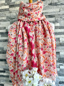 lusciousscarves Bright Pink Delicate Dandelions Scarf.