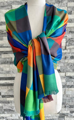 Load image into Gallery viewer, lusciousscarves Brightly Coloured Rainbow Checks Scarf / Wrap
