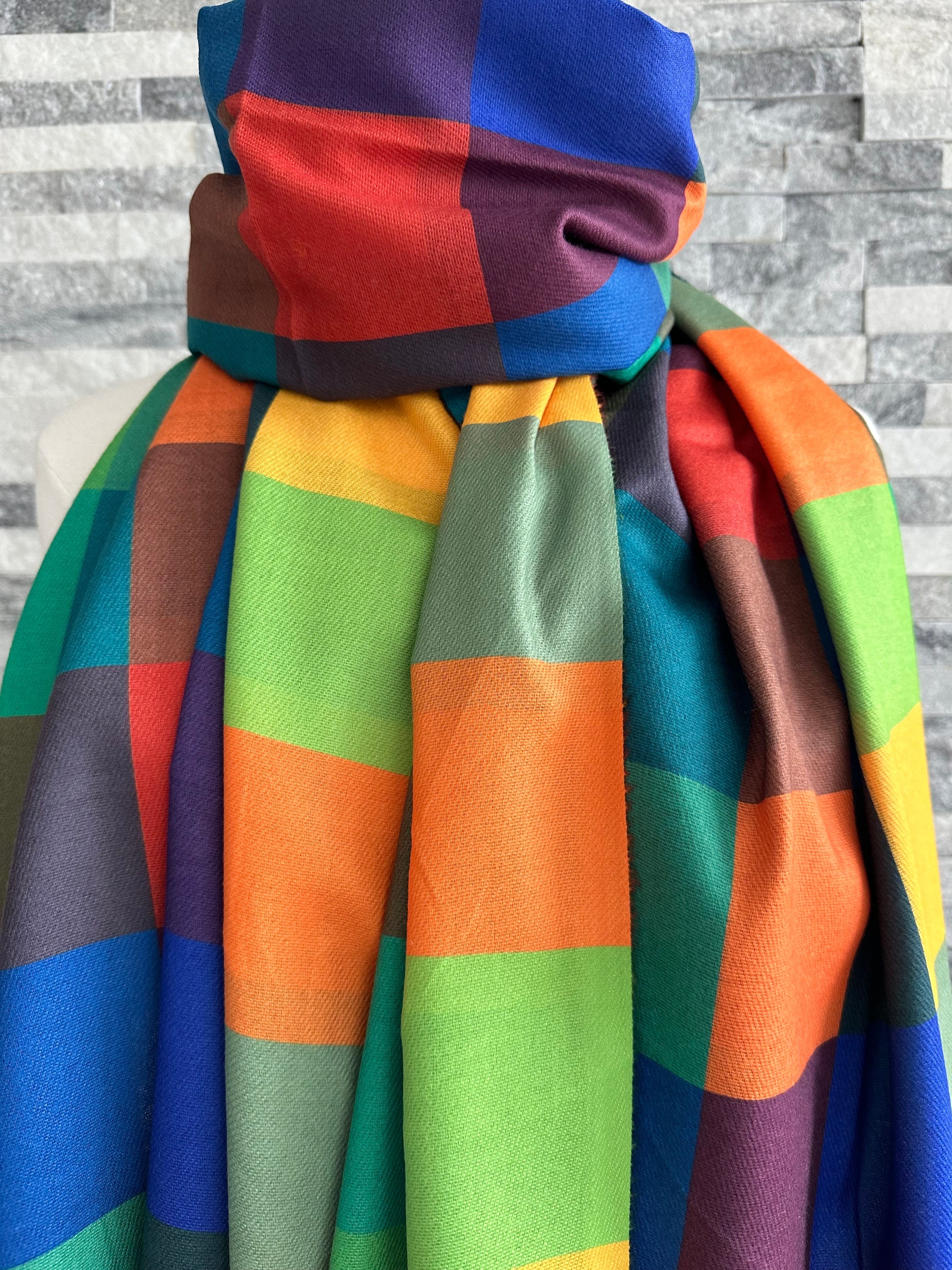 lusciousscarves Brightly Coloured Rainbow Checks Scarf / Wrap