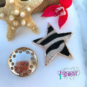 lusciousscarves Brooches & Lapel Pins Magnetic Star Brooch, Rose Gold Animal Print Design.