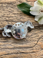 Load image into Gallery viewer, lusciousscarves Brown and Silver Dachshund Magnetic Brooch
