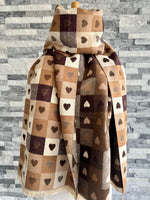 Load image into Gallery viewer, lusciousscarves Brown and Tan Reversible Hearts and Checks Design Scarf .
