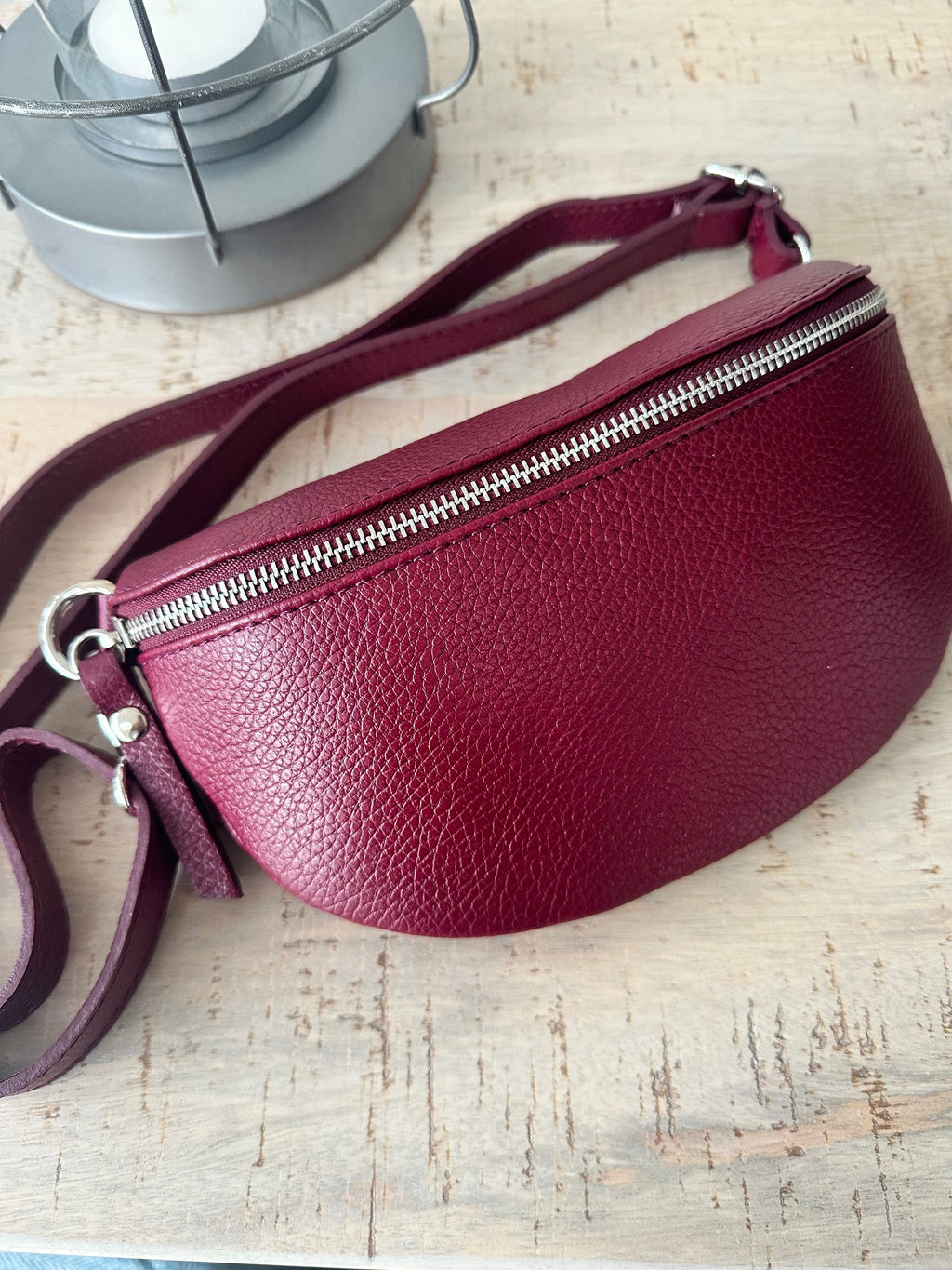 lusciousscarves Bum bag Burgundy Italian leather Bum Bag / Chest Bag / Sling Bag