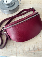 Load image into Gallery viewer, lusciousscarves Bum bag Burgundy Italian leather Bum Bag / Chest Bag / Sling Bag
