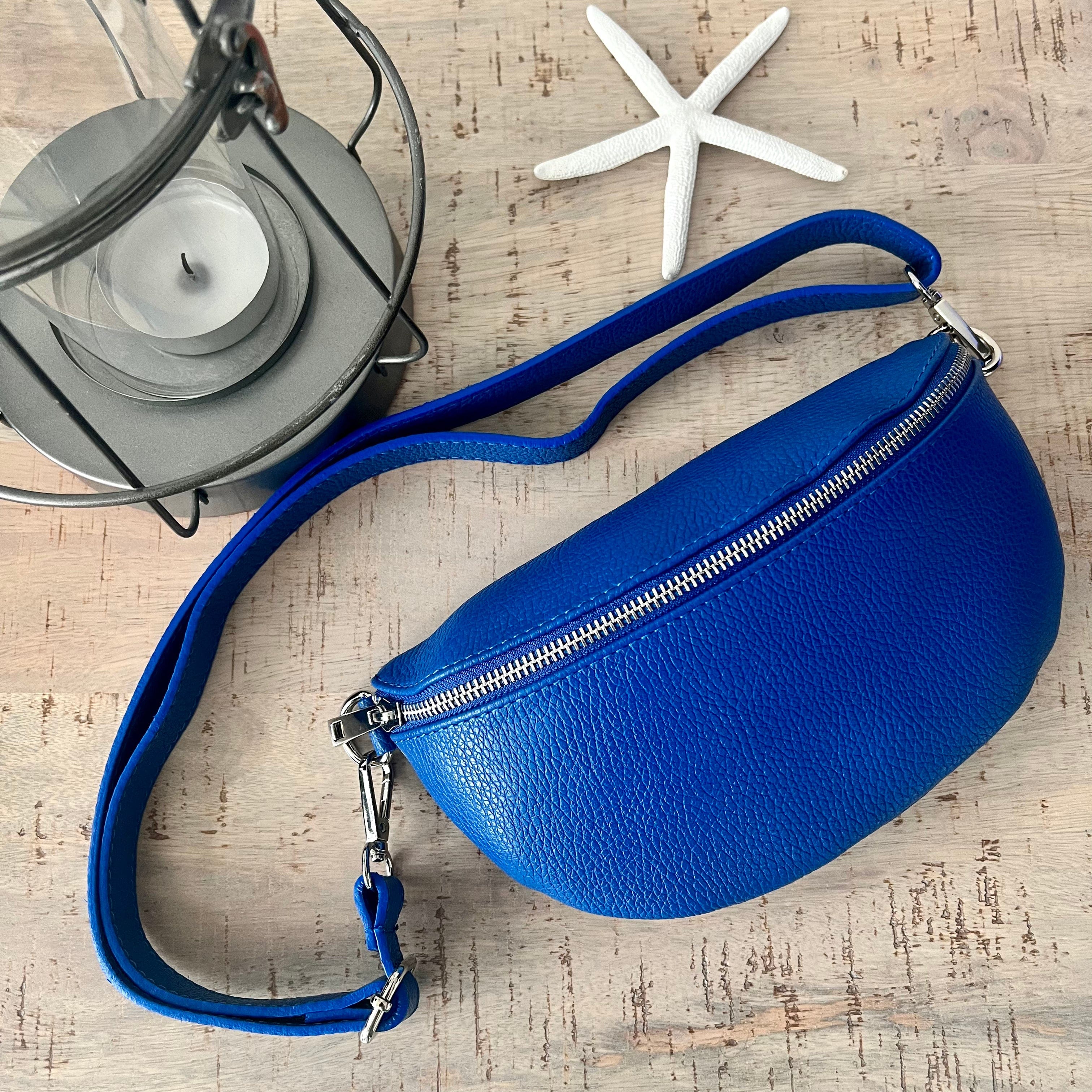 Cobalt blue leather Bum Bag Chest Bag Sling Bag lusciousscarves