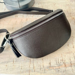 Load image into Gallery viewer, lusciousscarves Bum bag Dark Chocolate Brown Italian leather Bum Bag / Chest Bag / Sling Bag

