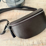 Load image into Gallery viewer, lusciousscarves Bum bag Dark Chocolate Brown Italian leather Bum Bag / Chest Bag / Sling Bag
