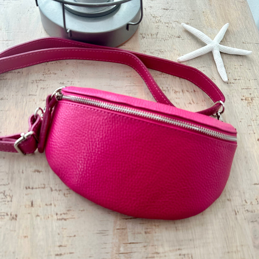 lusciousscarves Bum bag Hot Pink Italian Leather Bum Bag