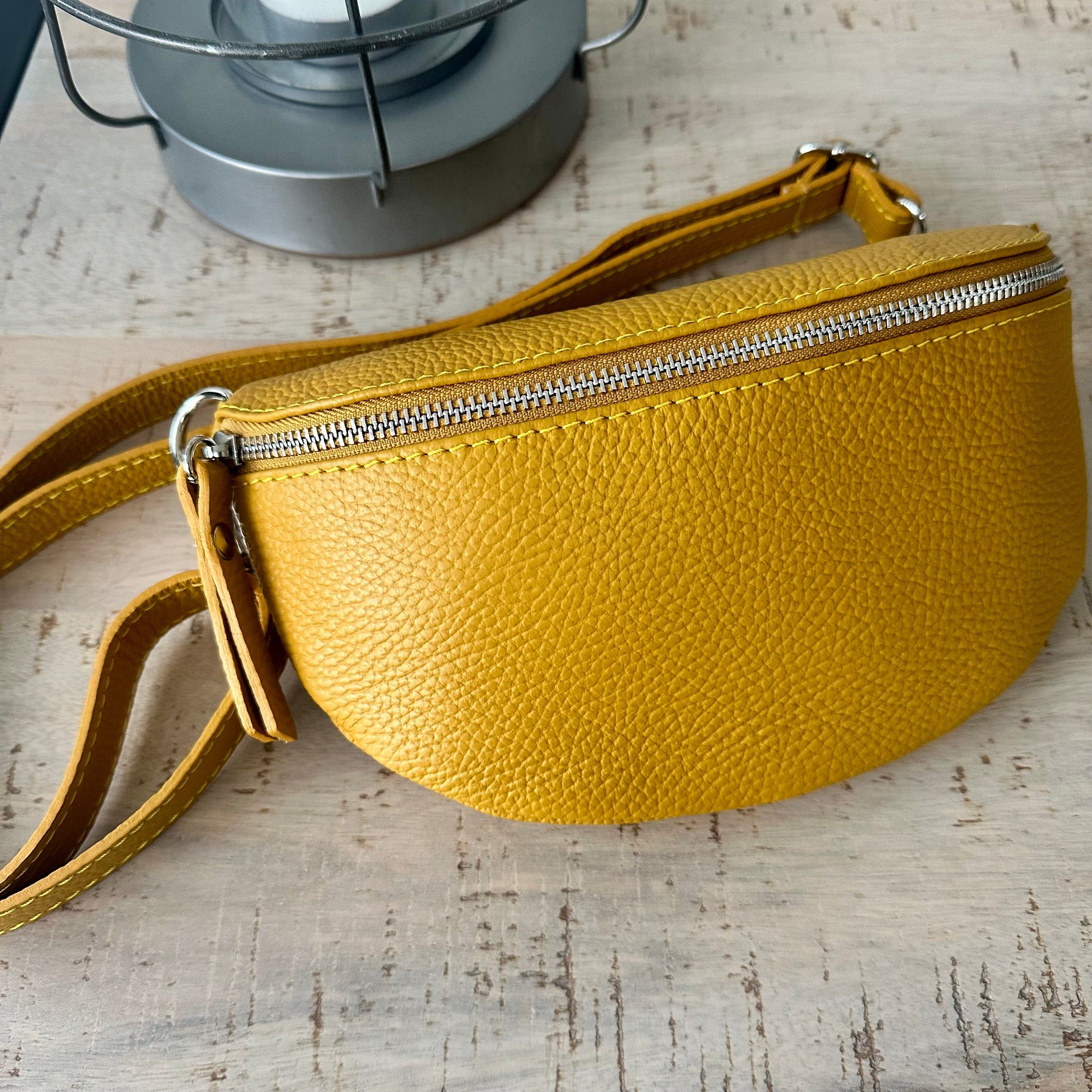 Mustard Italian leather Bum Bag Chest Bag Sling Bag luscious scarves