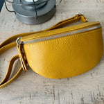 Load image into Gallery viewer, lusciousscarves Bum bag Mustard Italian leather Bum Bag / Chest Bag / Sling Bag
