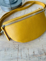 Load image into Gallery viewer, lusciousscarves Bum bag Mustard Italian leather Bum Bag / Chest Bag / Sling Bag
