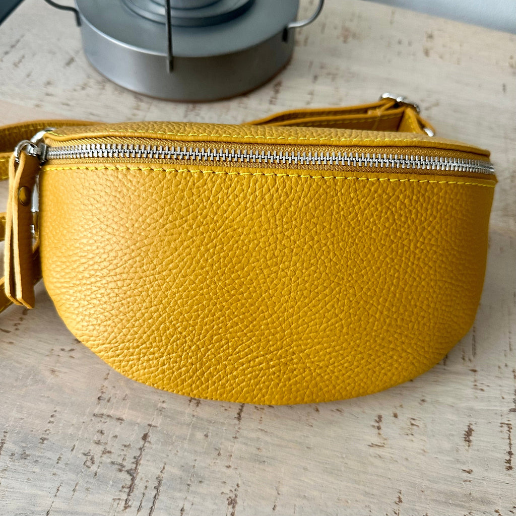 lusciousscarves Bum bag Mustard Italian leather Bum Bag / Chest Bag / Sling Bag