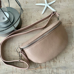 lusciousscarves Bum bag Nude Pale Pink Italian Leather Bum Bag