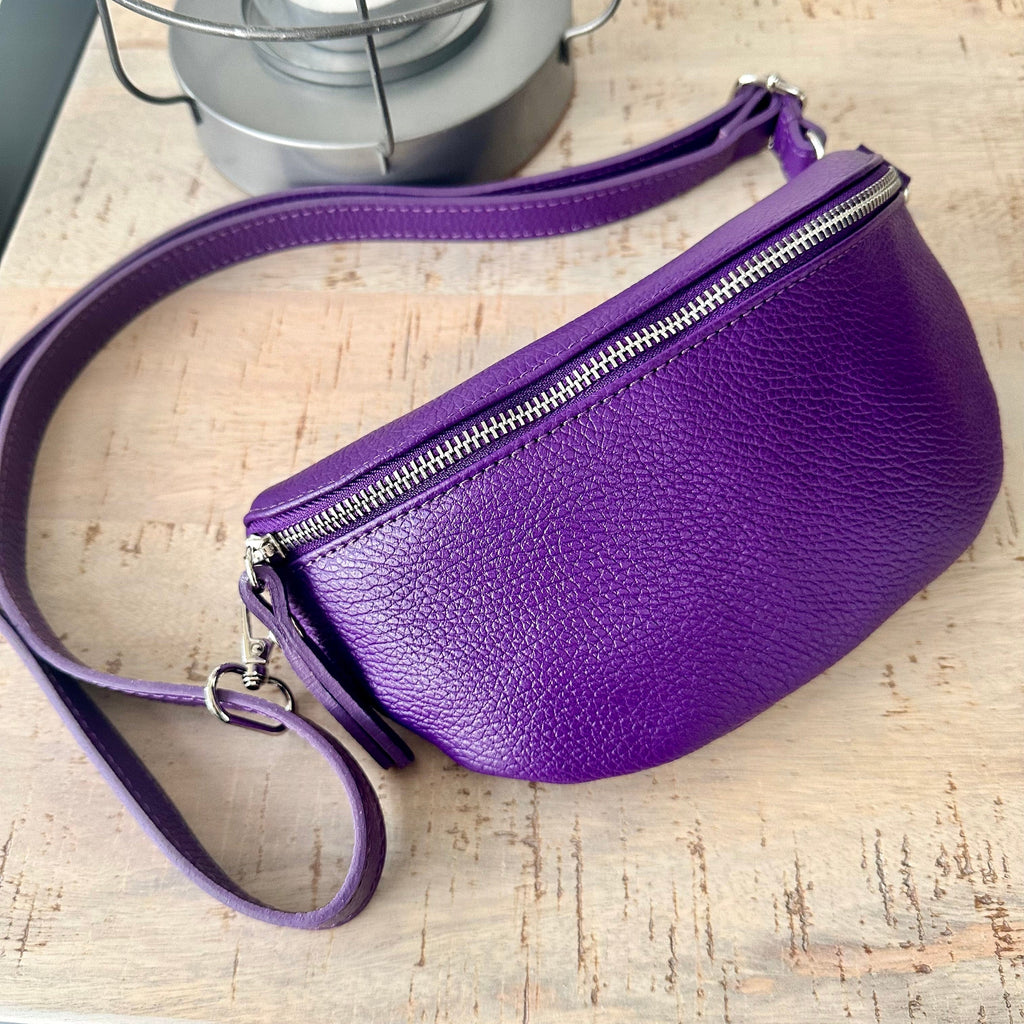 lusciousscarves Bum bag Purple Italian leather Bum Bag / Chest Bag / Sling Bag