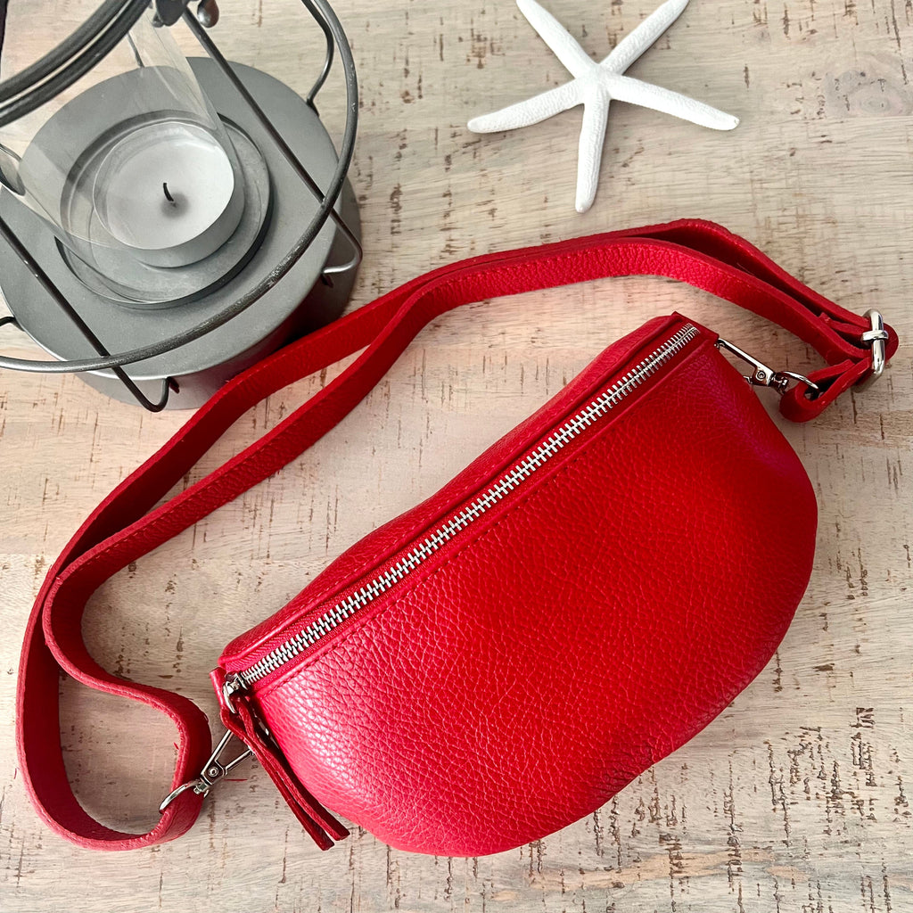 lusciousscarves Bum bag Red Italian leather Bum Bag