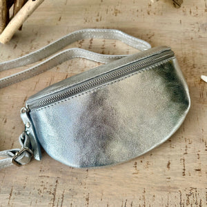 lusciousscarves Bum bag Silver Italian leather Bum Bag / Chest Bag