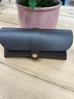 Load image into Gallery viewer, lusciousscarves Chocolate Brown Genuine Italian Leather Glasses Case Available in 15 Colours.
