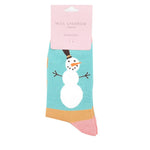 Load image into Gallery viewer, lusciousscarves Christmas Snowmen Design Bamboo Socks Ladies Miss Sparrow Duck Egg
