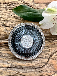 lusciousscarves Circular Magnetic Brooch, Grey and Silver Diamante Design