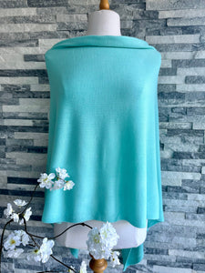 lusciousscarves Clothing Aqua Light Weight Poncho Fine Knit , available in 19 Colours.
