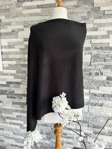 lusciousscarves Clothing Black Fine Knit Poncho 10 Colours.