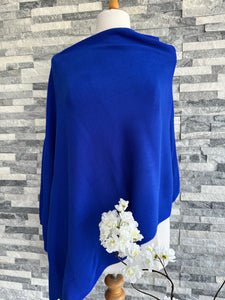 lusciousscarves Clothing Cobalt Blue Fine Knit Poncho 10 Colours.