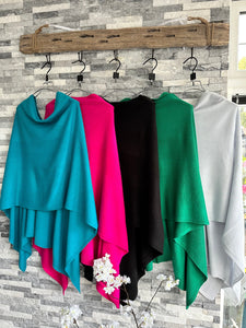 lusciousscarves Clothing Fine Knit Poncho 10 Colours.