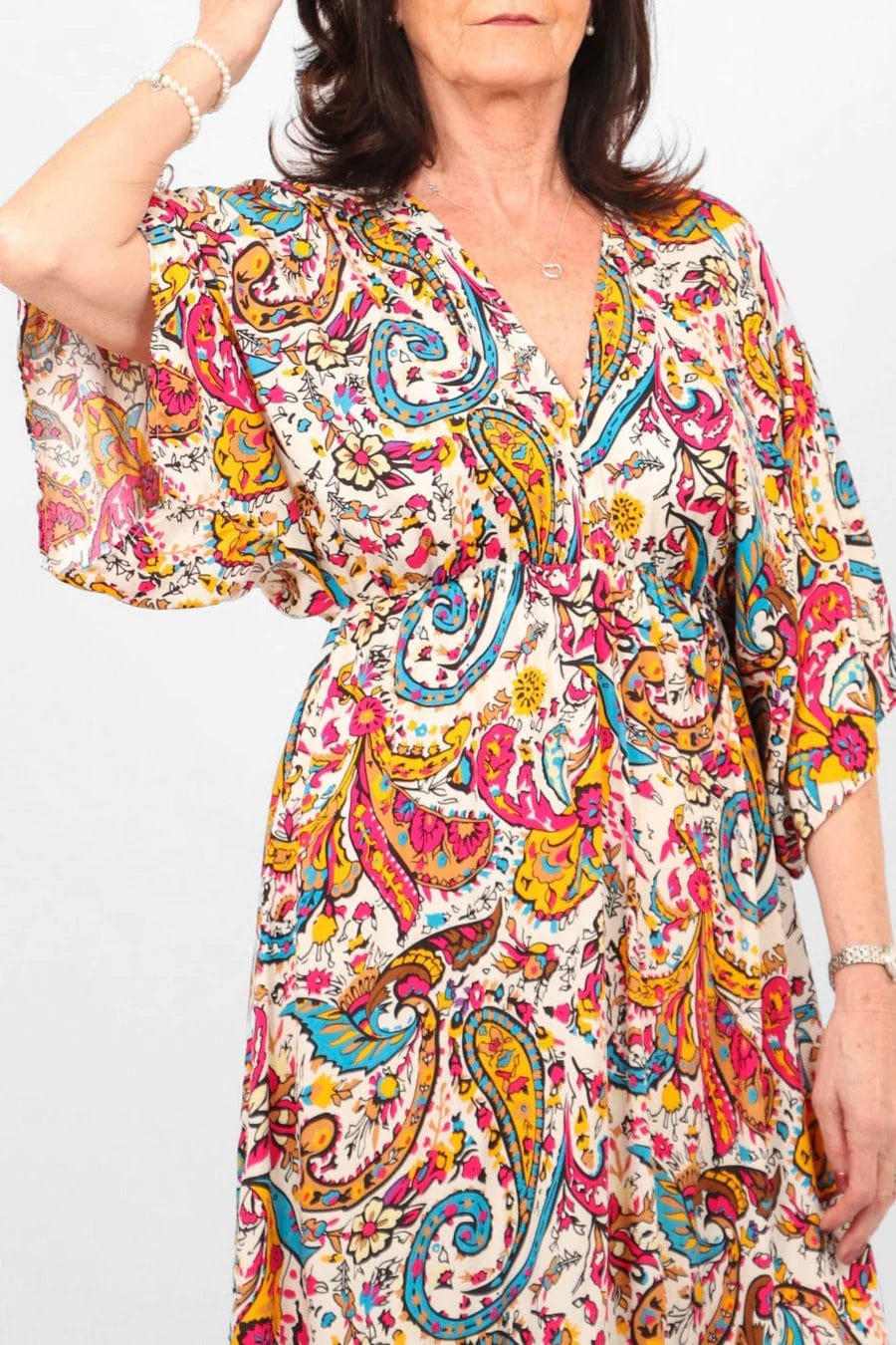 Floaty Kaftan Summer Dress Fleur de lis Design luscious scarves