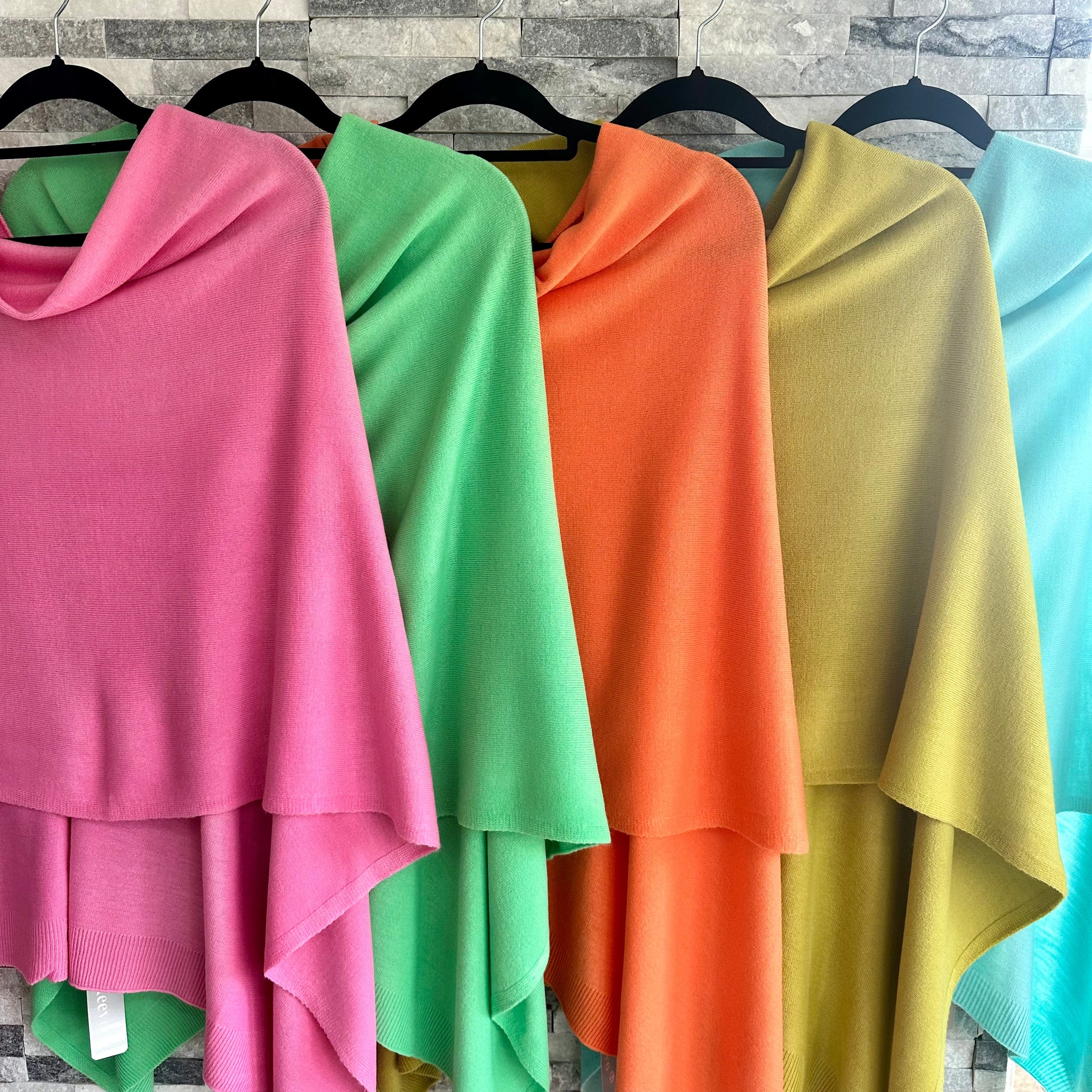 lusciousscarves Clothing Light Weight Poncho Fine Knit , available in 19 Colours.