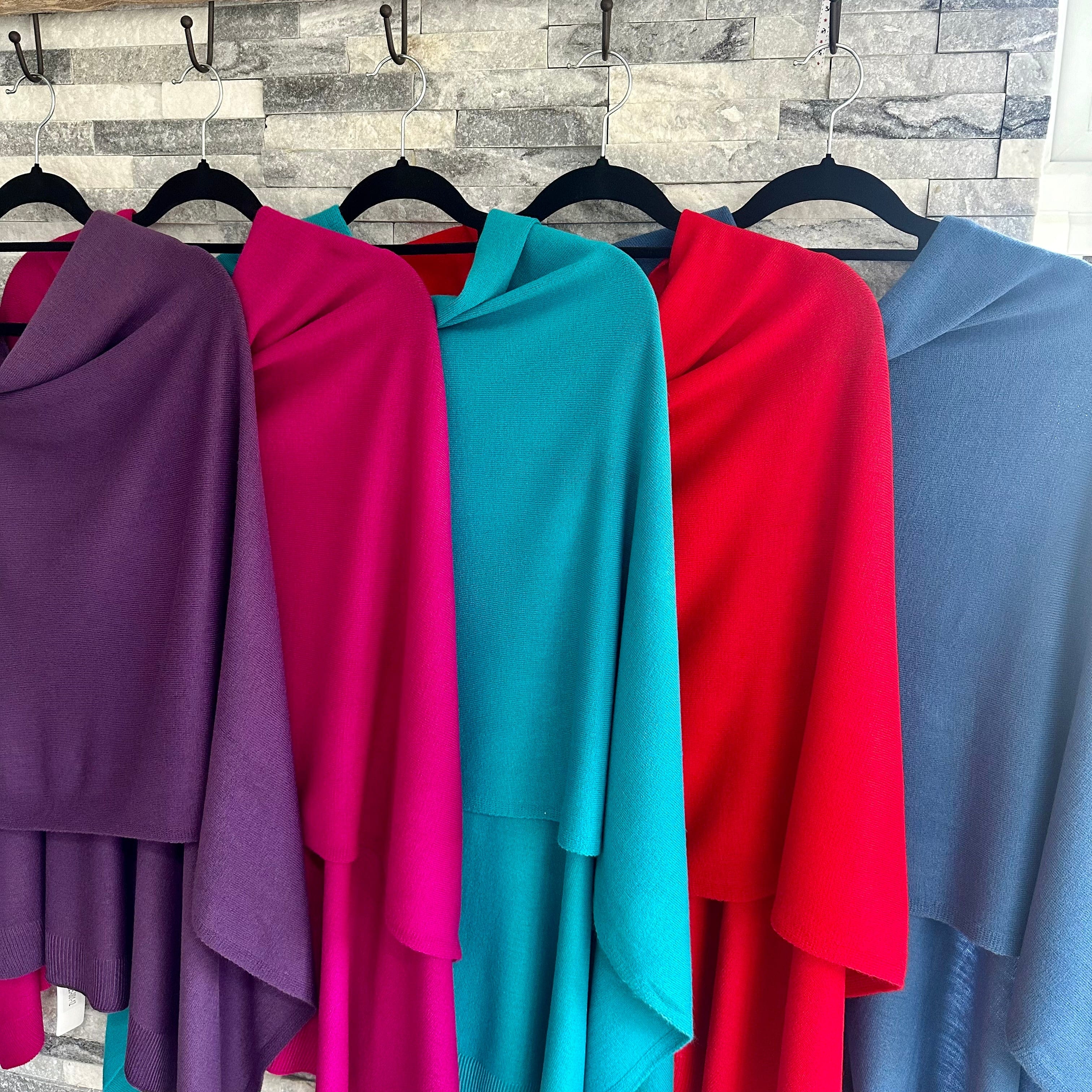 lusciousscarves Clothing Light Weight Poncho Fine Knit , available in 19 Colours.